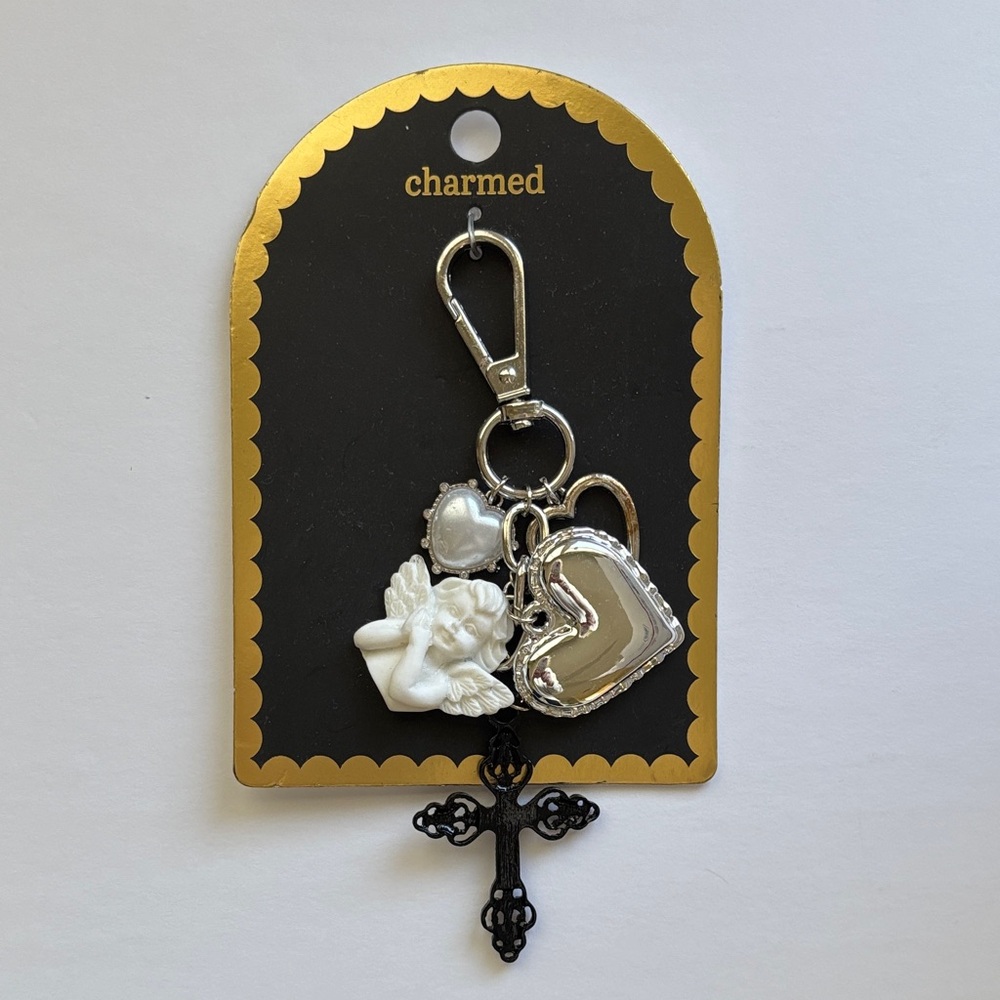☀️ Charmed Heart, Angel, and Cross Bag Charm